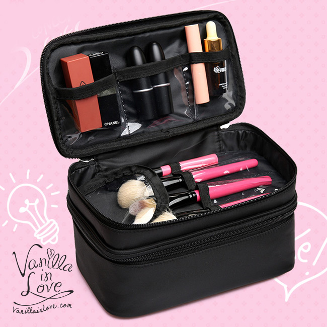 กระเป๋าเครื่องสำอางสีดำ