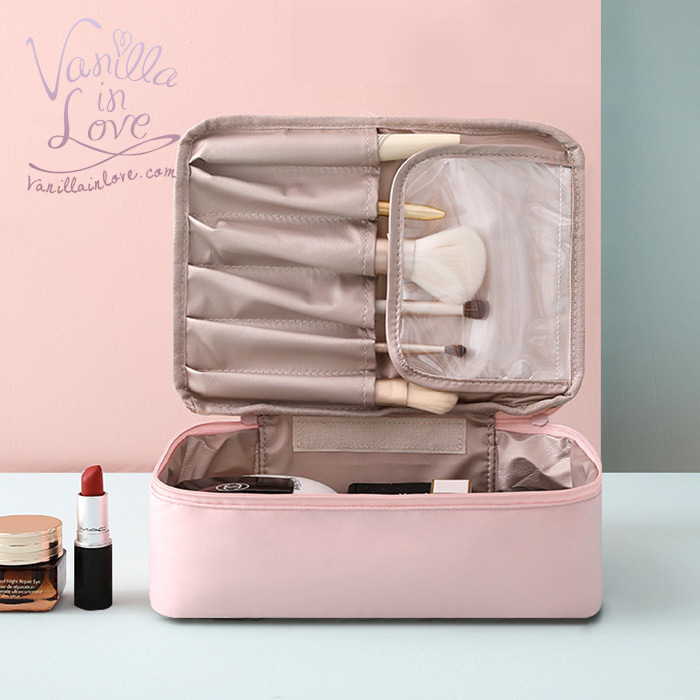 กระเป๋าเครื่องสำอางสีชมพู