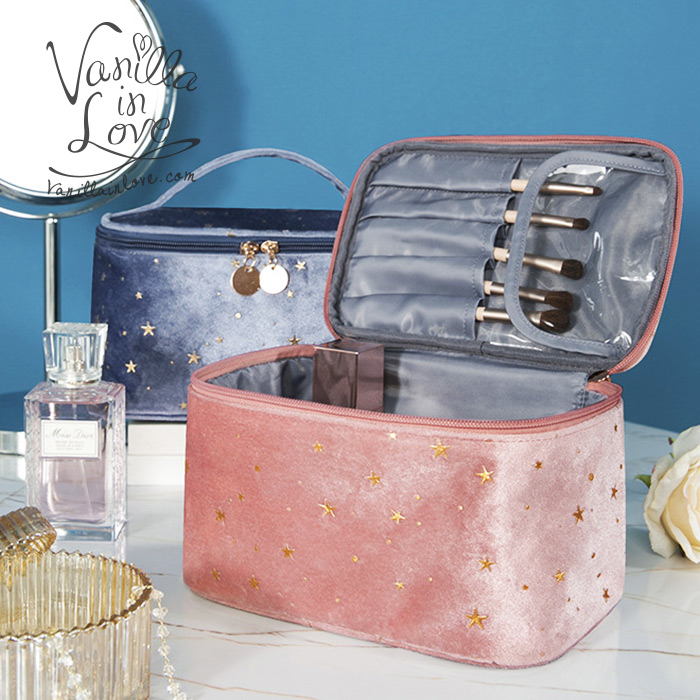 กระเป๋าเครื่องสำอางสีชมพู