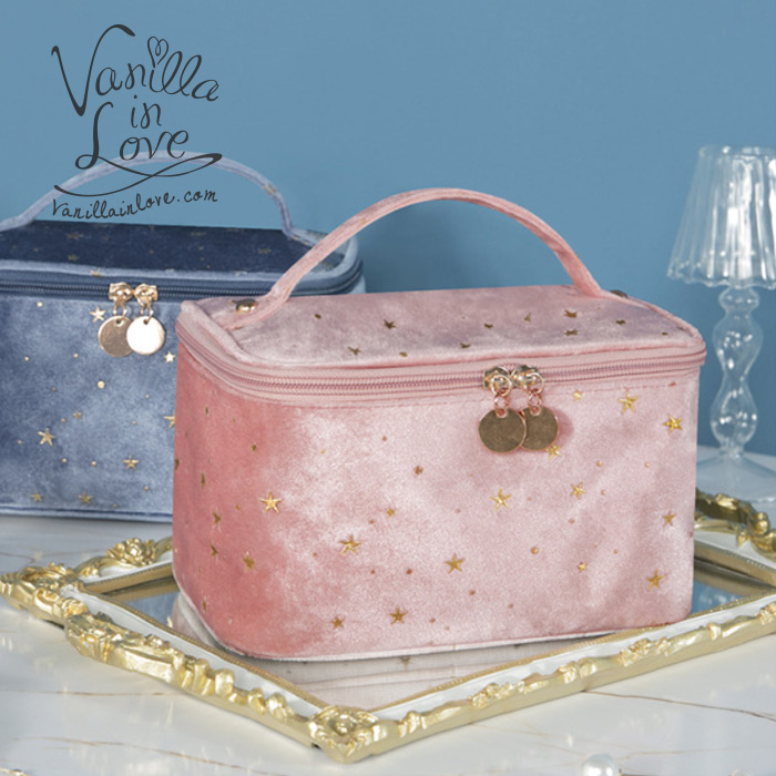 กระเป๋าเครื่องสำอางสีชมพู