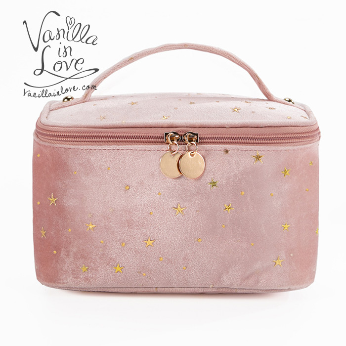 กระเป๋าเครื่องสำอางสีชมพู